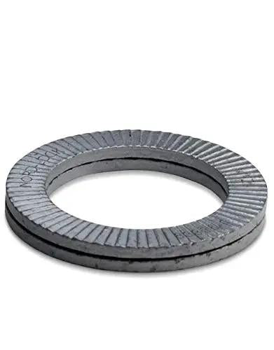 Tough As Nails Carbon Steel Wedge Locking Washers With Zinc Flake Coating Heavy Duty M11 Size showing detail of textured surface.