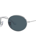 Unisex Oval Sunglasses With Dope Silver And Blue Frame Non Polarized Full Rim 51mm Lens Width Lightweight Design