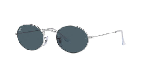 Unisex Oval Sunglasses With Dope Silver And Blue Frame Non Polarized Full Rim 51mm Lens Width Lightweight Design