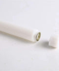 Base of Set Of 12 Remote Flameless LED Taper Candles With Yellow Flicker Light Realistic White Plastic Candlesticks 11 Inch Tall Battery Operated