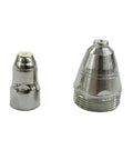 Premium Plasma Cutter Consumables Kit For P80 with Hafnium Electrodes and Copper Nozzles side view showing 2 copper nozzles.
