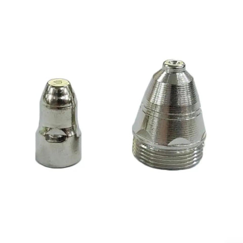Premium Plasma Cutter Consumables Kit For P80 with Hafnium Electrodes and Copper Nozzles side view showing 2 copper nozzles.