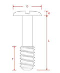 Tough Stainless Steel M8 X 20mm Captive Panel Screws With Slotted Truss Head Hex Nuts And Plain Washers Assemblies dimensional diagram.