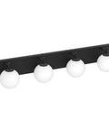 Slick Matte Black 4 Lights Bathroom Vanity Light Fixtures with Milky Glass Globes, Modern Wall Sconces for Bath