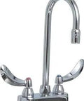 Gooseneck Kitchen Faucet In Chrome With Vandal Resistant Blade Handles And Standard Flow Aerator Built Tough For Home Use Or Light Commercial