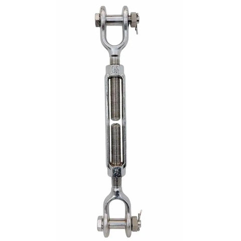 Rock Solid T316 Stainless Steel Jaw Jaw Turnbuckle 1-1/4 By 12 heavy duty connector for marine rigging, visible adjustable length.