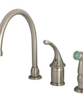Georgian Style Kitchen Faucet With Sprayer, 8.75 Inch Gooseneck, Oil Rubbed Bronze, Brass Construction, 6 Inch Spout Clearance, 1.8 GPM Flow