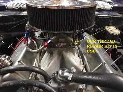 Carburetor Float Bowl Screw Helicoil Style Thread Repair Kit With Hardened Stainless Inserts restores threads in engine