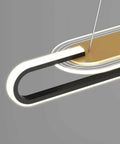Long Ring Pendant Light With Acrylic Shade, Modern LED Ceiling Hanging Lamp, close-up of sleek aluminum ring design