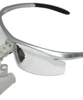 Hardcore Magnifying Safety Glasses With Top Tier 3.5X Optic Lenses featuring a silver frame and dual eyepieces for precision work.