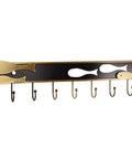 Creative Goldfish Wall Mount Coat Hook Built Tough Durable Metal Entryway Organizer showing 7 hooks on a black board.