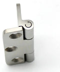 Professional Grade Heavy Duty Door Hinge For Industrial Machinery And Shop Equipment Load Bearing Thickened Stainless Steel Hardware Straight Up Rock Solid Finish close-up of stainless steel hinge with three mounting holes