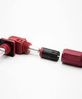 Pro Level Heavy Duty Right Angle Plug And Socket Connector For 8Mm 25Sq Mm Wiring Red IP65 Touchproof Busbar Lug Quick Swap Slick Design For Battery Storage Ev Hev Work Rig Power Station 120 Amp close-up view