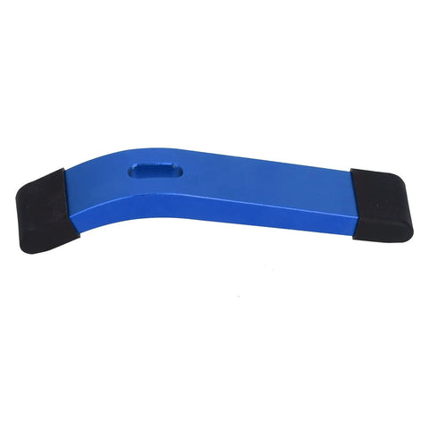 Blue soft-padded clamp from Pro Grade Aluminum T Track Clamp Kit With Soft Plastic Pads For Woodworking Projects, side view.