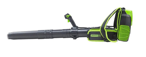 Tough As Nails Brushless Cordless Backpack Leaf Blower side view with lightweight harness and nozzle for ease in yard work