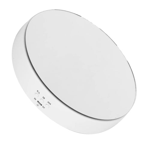 Smooth Rotating Display Stand With Electric Turntable For Jewelry Watches Phones And Bags, Featuring Two Way Gears Adjustable Speed And Mirror Surface Look That Flips The Switch On Any Cool Collection Setup - white electric turntable with control panel.