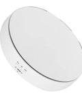 This Awesome Electric Rotating Turntable Display Stand Boasts Heavy Duty 10KG Load Bearing Power For Glittering Jewelry Watches And Digital Gadgets With Smooth Two Way Spin Action And Sleek Mirror Finish Built Tough! - White round surface with controls