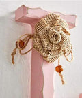 Pack Of Two Dope Rustic Metal And Wood Wall Hooks Featuring Home Love Script Built Tough For Daily Use Perfect For Hanging Hats Towels And Coats Adding Fresh Vibe To Your Entryway with burlap flower detail.