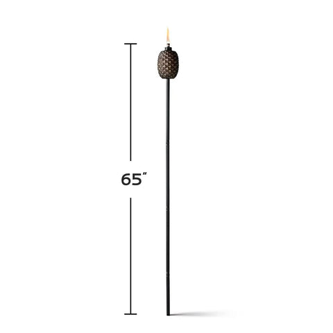 65 Inch Glass Pineapple Outdoor Torch With Copper Finish, Mosquito Repellent Torch For Yard And Garden, Integrated Snuffer, Burns Up To 15 Hours Per Fill, Use With Bite Fighter Torch Fuel, Patio Table Lighting That Stays Lit