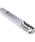 Cylinder End Tungsten Carbide Burr for Die Grinder Rotary Tool Double Cut with One Quarter Inch Shank and One Quarter Inch Cut Diameter Five Eighths Inch Length Great for Metal Contouring and Deburring with Five Axis CNC Flutes