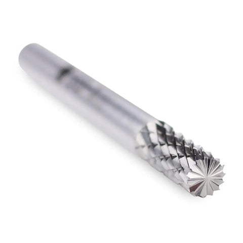 Cylinder End Tungsten Carbide Burr for Die Grinder Rotary Tool Double Cut with One Quarter Inch Shank and One Quarter Inch Cut Diameter Five Eighths Inch Length Great for Metal Contouring and Deburring with Five Axis CNC Flutes