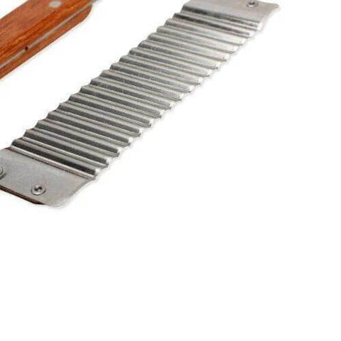 Crinkle-cut fry slicer with wooden handle and stainless steel blade, Amazon