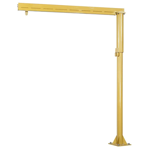 Premium Shop Optimized Workstation Jib Crane Offering 500 Pounds Capacity And 10 Foot Span, yellow structure, sturdy design.