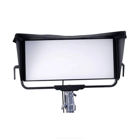 Nova P600c Rain Shield For LED Panels, Tough As Nails Nylon Weather Guard on light stand, front view, installed