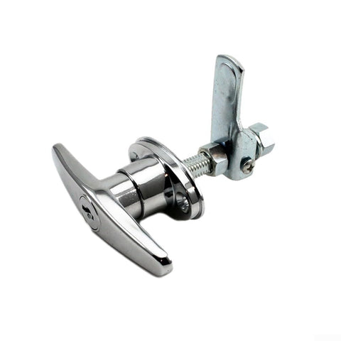 Durable Zinc Alloy T Handle Lock With Keys For Truck Cap Camper Shell And Garage Doors in silver finish, side view