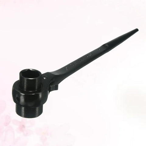 Durable Pointed Tail Ratchet Socket Wrench For Nuts And Bolts In Tight Squeezes Mini Adjustable Mechanic Kit Heavy Duty Steel Auto Fix Tool With Slick Grip Design, black steel ratchet with pointed tail.