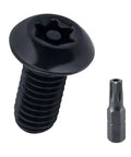 Hella Durable M6 12mm Button Head Torx Machine Screws With T30 Bit Black Coated showcasing the screw head and Torx bit.