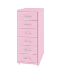 Rolling 6 Drawer Filing Cabinet For Home Office With Durable Metal Construction And Zinc Coated Handle, Smooth Mobile Casters