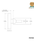 Technical drawing of Round Rubber Bumper With Pull Through Mount For One Eighth Inch Hole In One Eighth Inch Thick Material Seven Eighths Inch Diameter.
