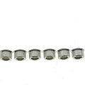 Guitar tuner conversion bushings, six knurled nickel-finish metal adapters, 6-piece set