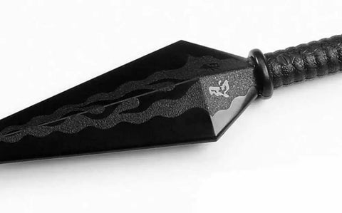 Hidden Leaf Style Kunai Trainer For Adults 11.75 Inch Polypropylene Practice Blade close-up view with textured grip