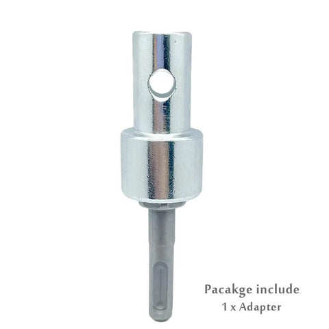 Beefy Auger Drill Adapter For Ice Fishing SDS Plus To One Half Inch Thread Keyless Drill Chuck Adapter For Impact Drivers And Earth Augers Stainless Steel 304 Construction One Piece showing package content.