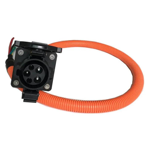 Built Tough Type 1 J1772 EVSE Inlet With 3.2 FT Level One And Two Charging Cable 16 Amp Electric Vehicle Socket Port with orange cable.