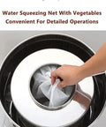 Water squeezing net containing vegetables, designed for detailed operations with a Commercial Centrifugal Spin Dryer Food Dehydrator.