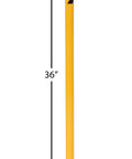 Built Like A Tank Heavy Duty Welded Steel Safety Bollard 36 Inches Tall Bright Safety Yellow with 4 inch base dimensions.