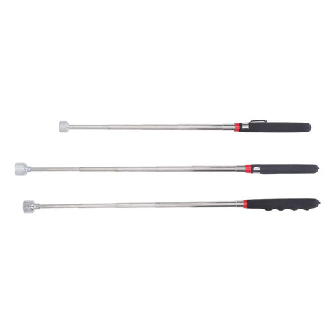 Cool Retractable Magnetic Pickup Pen Kit With Rubber Grip Steel Magnets Perfect For Garage Work, Car Repairs And Reaching Deep Spots Hassle Free Heavy Duty Weatherproof Design For Any Job, three retractable picks