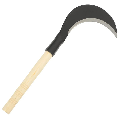 Beefy Long Handle Manganese Steel Hand Scythe For Weeding And Lawn Care Black Half Moon Blade Garden Tool