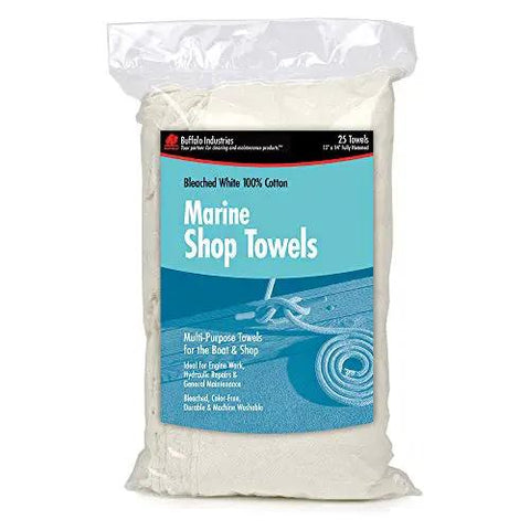 14 Inch Square Marine Shop Towels Pack Of 25 Grime Busting Ultra Absorbent 100 Percent Cotton Rags For Engine Work And Oil Grease Cleanup Bleached White Durable And Machine Washable For Hull Cleaning