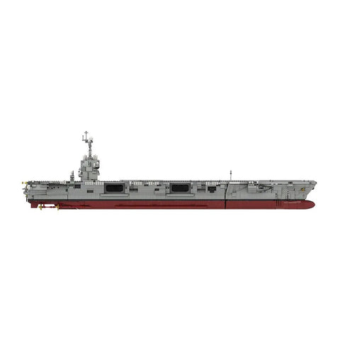 Side view of 1:300 Scale Nuclear Powered US Navy Aircraft Carrier Building Blocks Set MOC 192566 Military Themed Assembly Kit