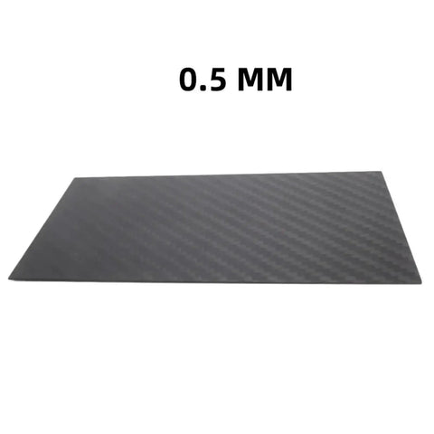 Carbon Fiber Plate Panel Sheets 125mm By 75mm Pro Grade 0.5mm To 5mm Thick Heavy Duty Lightweight Composite Material, 0.5mm thickness shown