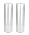 Premium Clear Stretch Film Two Roll Pack Three Thousand Feet Total Heavy Duty Pallet Wrap in two transparent rolls.