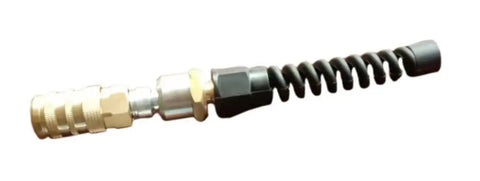 Industrial Interchange Air Hose Pro Grade With Ball Coupler And Air Safety Plug, close-up of coupler and plug components