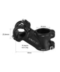 Thirty Five Degree 60mm Handlebar Stem Riser For One Inch Bars Fits Twenty Five Point Four Millimeter Bar Diameter Mountain Road And BMX Bikes Lightweight Durable Aluminum Upgrade For Rough Terrain And Everyday Park Rides showing dimensions
