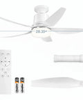Ceiling Fan Light With Remote, Dimmable LED, Four Speeds, 3000K To 6500K, Up To 1000 Lumens, Two In One Socket, 28 Inch, components shown.