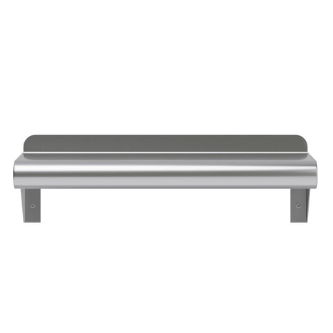 Stainless Steel Wall Shelf 6x16 Inch With 4 Inch Mounting Brackets Heavy Duty 18 Gauge Holds Up To 130 Lbs, bullnose edge, backsplash