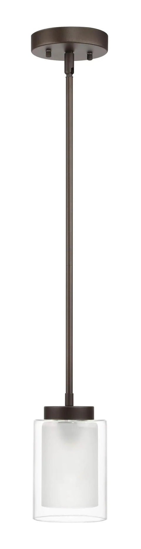 Dark Bronze Dual Glass 1 Light Mini Pendant Ceiling Light for Kitchen Island and Living Room, Adjustable Hanging Fixture.